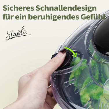 Салатниця-відцентрофуга Groß 4,5L з нержавіючої сталі 18/10 з прозорою кришкою, чорна