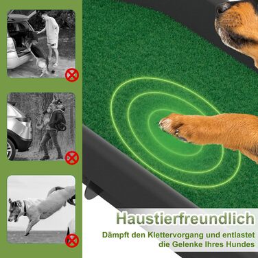 Рампа для собак UISEBRT, авторампа в багажник, 156 x 40 см, до 90 кг, зелена