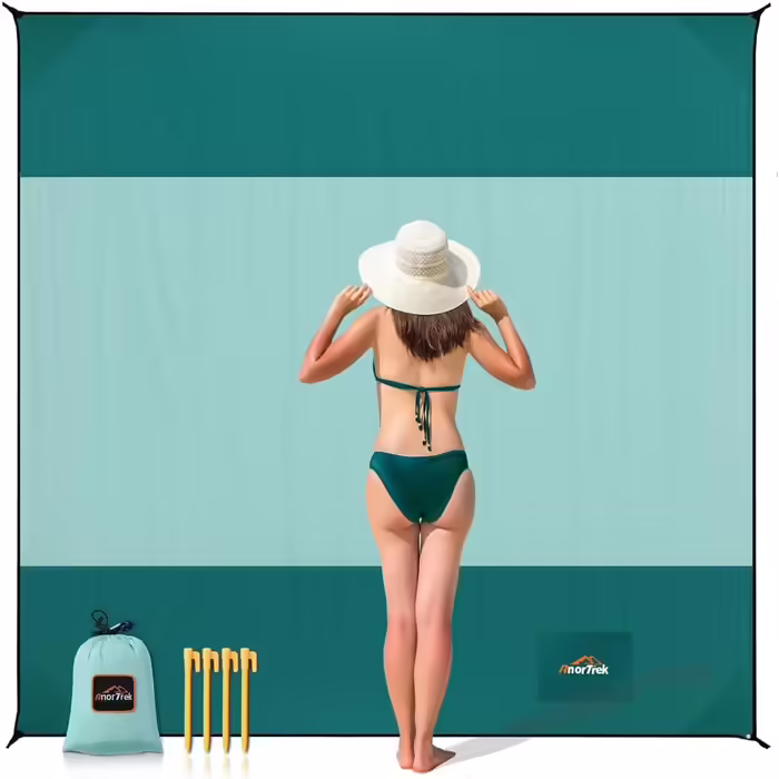 AnorTrek Beach Blanket sand-free, extra large waterproof beach towel, 300 x 300 cm, sand-free beach blanket, quick-drying, lightweight, soft and durable, for beach, camping, picnic, garden