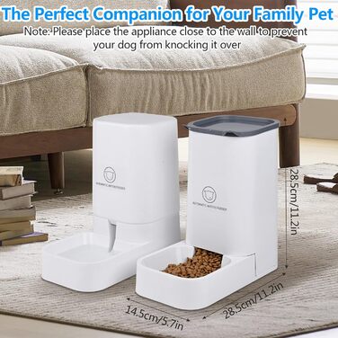 Автоматичний годівниця для котів Dreamhigh® з резервуаром 2.1 кг та диспенсер для води для собак 3.8 л, без електроживлення, без PBA, білий