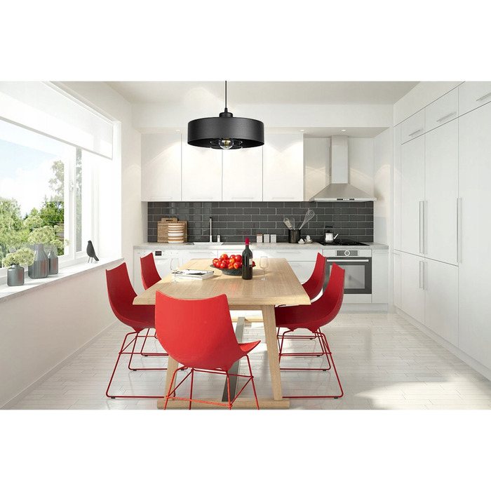 Підвісна лампа LEDLUX, чорна, металева, 1x E27, 80 см
