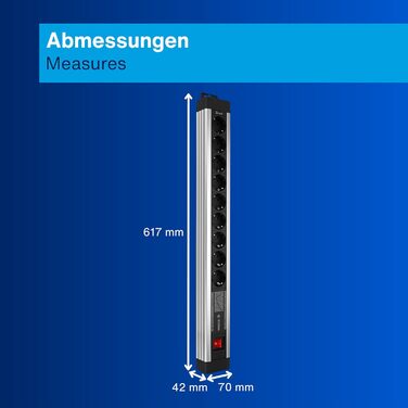 Многофункціональна мережева розетка SupraGuard з вимикачем, 2.5м кабель, захист від перенапруги та мережевий фільтр (Aluopik, 9 розеток)