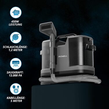 Портативний пилосос для чищення килимів Powell 450W - 13kPA, для килимів, диванів, оббивки, авто