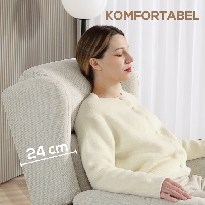 Крісло-релакс HOMCOM, телевізорне крісло з регульованим нахилом, крісло з пружинним блоком для телевізора, м'яке крісло для відпочинку, крісло з максимальною вагою до 150 кг для вітальні, спальні, Бежевий колір | Aosom