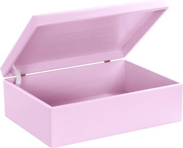 Large Wooden Box with Lid - All-Purpose Wooden Box - Storage Box | Toy Chest - Gift Packaging | Decorative Box for Crafts FSC® (approx. 40 x 30 x 14 cm | L, Pink)
