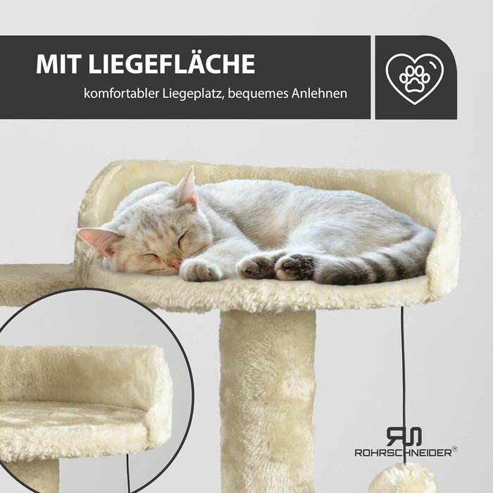 Дряпка для котів Rohrschneider Kratzbaum Travel з інтегрованим м'ячиком та гамаком (бежева)