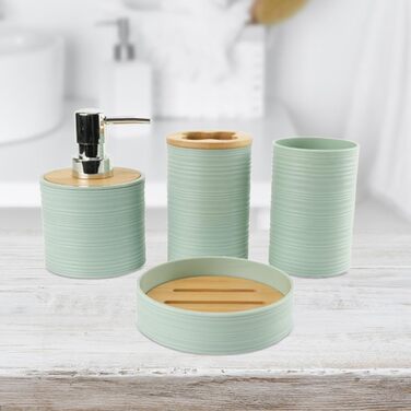 Набір аксесуарів для ванної кімнати Perfk: дозатор мила, тримач зубних щіток, стакан для ополіскувача, зелений