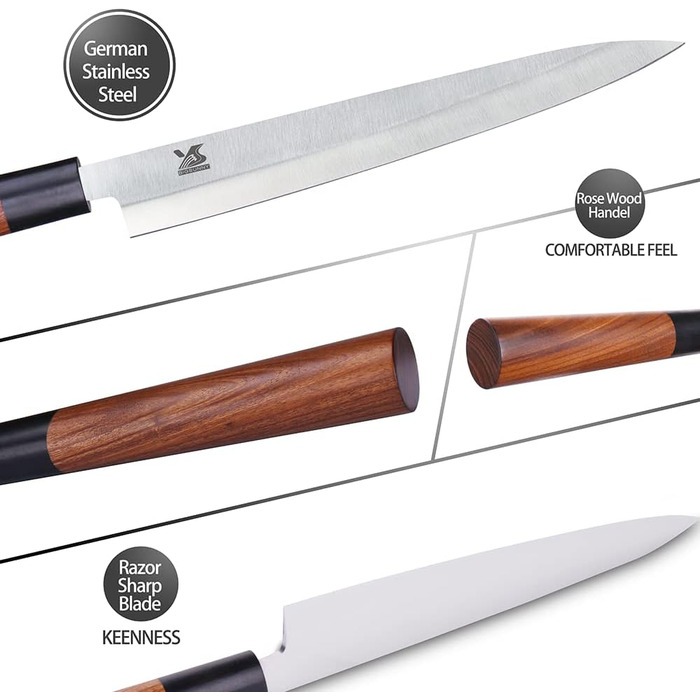 Набір ножів для суші та сашимі MSY BIGSUNNY, 3 шт. (Янагіба, ніж для риби) - нержавіюча сталь