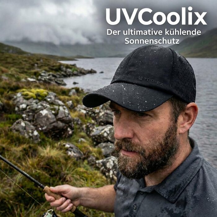 Кепка бейсболка чоловіча TOP-EX UVCoolix™ літня спортивна, чорна (M-L)