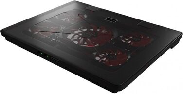 Охолоджуюча підставка для ігрового ноутбука Mars Gaming MNBC2 до 17.35 дюймів, 5 ультратихих вентиляторів, червона LED-підсвітка, 2 x USB 2.0, Чорний/Червоний