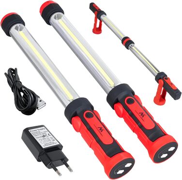 Maclean MCE230 COB LED XXL 2x Workshop Lamp, Work Lamp, Work Light, Hand Lamp, Magnet, Hook, Dual Modes, Max. 1200 Lumens (2x 600 Lumens)
