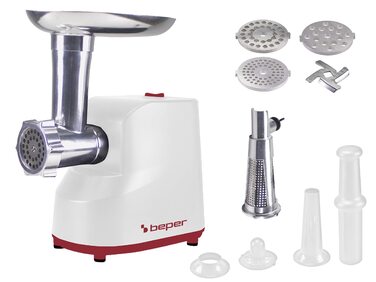 М'ясорубка електрична BEPER P102ROB200 з нержавіючої сталі, 1200 Вт + насадка для томатів
