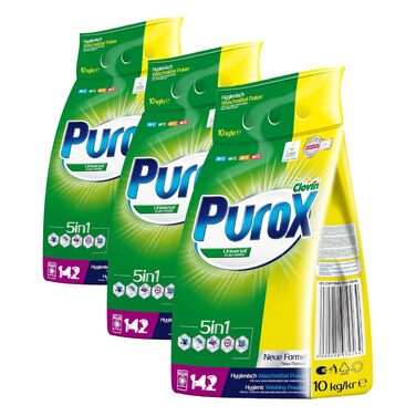 Універсальний пральний порошок PUROX (142 WL) у м'якій упаковці, 10 кг (набір з 3 шт)