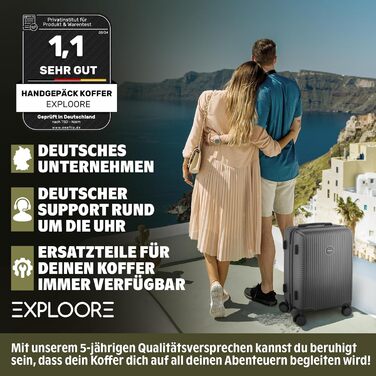 Чемодан ручної об'єм 55x40x20 см з телескопічною ручкою, ABS, з TSA-замком, чорний