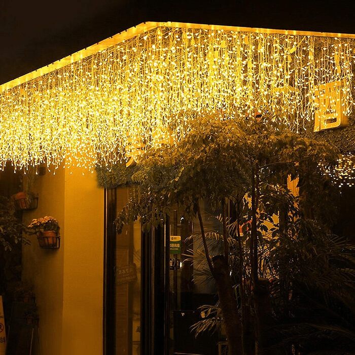 Льодосховище LED, 600 LED, теплий білий, 8 режимів, вологостійкий IP44, для декорування, 5м, для дому та саду