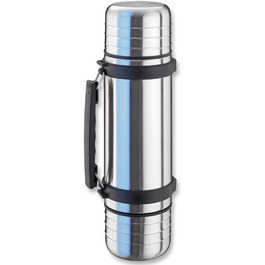 Isosteel Duo Vacuum Insulated Stainless Steel Water Bottle - 1.0L with Quickstop One-Hand Pour & 2 Cups