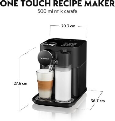 Nespresso De'Longhi Gran Lattissima EN650.B Coffee Capsule Machine with Automatic Milk System, 9 Direct Select Buttons, 1 L Water Tank, 25 Sec. Heating Time, 19 bar Pump Pressure, Auto Shut-Off, Black. Previous Model