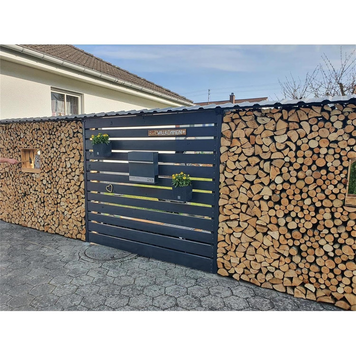 Поштова скринька Metzler Premium з газетницею Anthrazit (Антрацит) - персоналізована з табличкою для імені - високоякісна настінна поштова скринька з нержавіючої сталі V2A з порошковим покриттям RAL 7016, модель Stencil