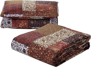 Комплект постільної білизни Red Riches 2-частинний – двоспальне ліжко з 1 наволочкою, осінній дизайн пэтчворк, легка стегане покривало, осінній стиль кантрі.