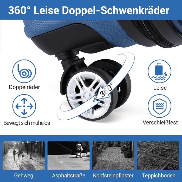 KONO Валіза-Тролей XL (74 см) з ABS+PC, 4 колеса, TSA-замок, для подорожей, бізнесу та сімейного відпочинку, темно-синій