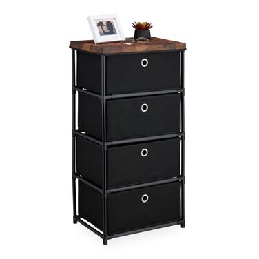 Relaxdays Chest of Drawers with Wood-Look and Fabric Drawers
