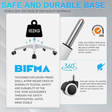 Офісний стіл з регульованими підлокітниками, ергономічний стілець з сітчастою спинкою, підтримка попереку, регульована висота, м'яке сидіння, обертовий на 360°, сірий