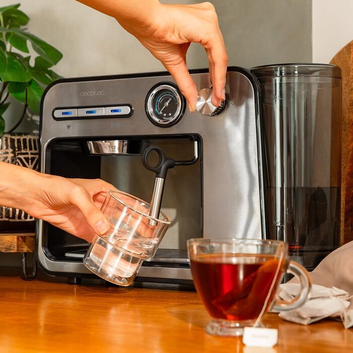 Кавоварка Cecotec Power Espresso 20 Square Pro, 1450 Вт, 20 бар, з ThermoBlock, парогенератором, знімним баком 1 л, підігрівом чашок, для еспресо