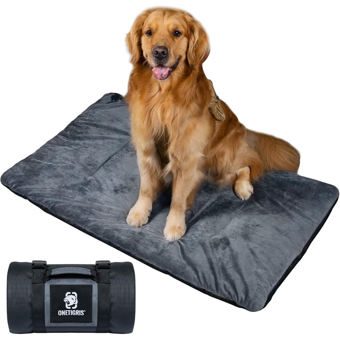 OneTigris Dog Blanket 110cm*68cm, Thickened Velvet Dog Mat Warmer Velvet Dog Bed Cat Bed for Large & Medium Dogs Travel Camping Outdoor, Reversible and Portable Hand Washable