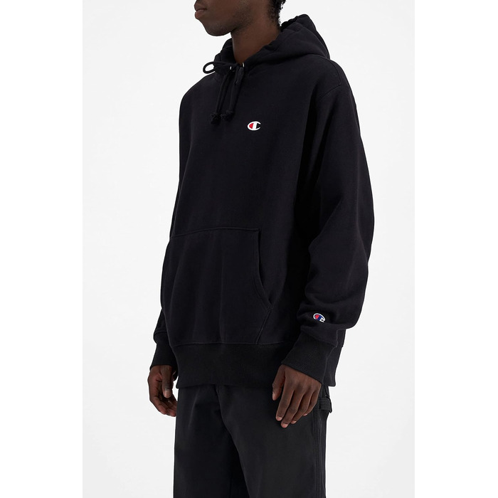 Чоловічий худі Champion Reverse Weave, комфортний флісовий світшот з капюшоном, чорний, розмір L