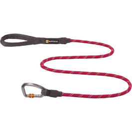 RUFFWEAR Knot-a-Leash, reflective rope dog leash with carabiner clip, Length: 1.5 m, Strength: 7 mm, Obsidian Black (Small, Hibiscus Pink)