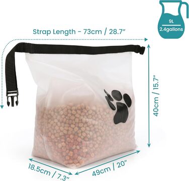 Сумка для зберігання корму для собак BELLE VOUS, 9 л - туристична сумка для корму, зручна для подорожей