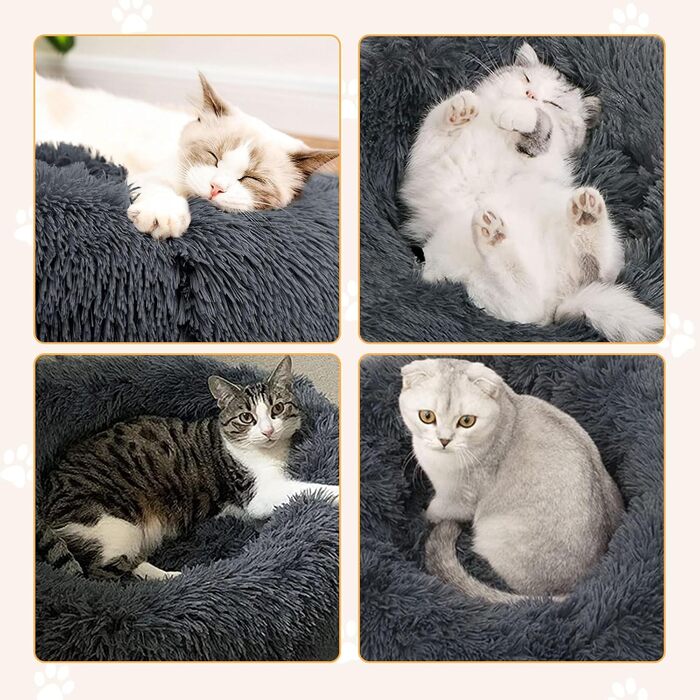 Крісло-лежанка для котів та собак 50 см, м'яке, плюшеве, антиковзаюче, легко миється, темно-сірий колір