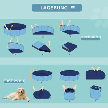 PawHut Dog Bathtub Dog Pool Bathtub Swimming Pool Water Pool for Dogs 120 x 30 cm (Light Blue + Dark Blue, 140 x H30 cm)
