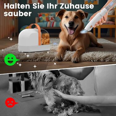 Машинка для стрижки собак AIRROBO PG10 з пилососом 12000 Pa, щітка для собак, видалення шерсті для собак і котів, тиха машинка для стрижки собак з інструментами для грумінгу, контейнер для пилу 1.4L (білий)