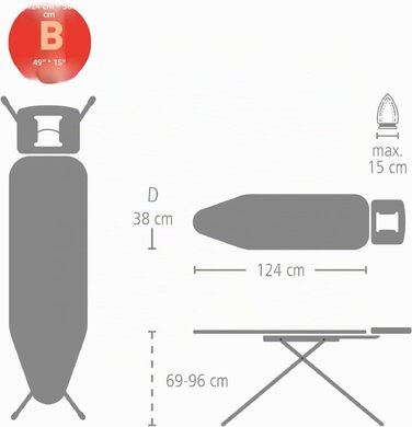 Чохол для прасувальної дошки Brabantia Size B (124 x 38 см), бавовна, металізований
