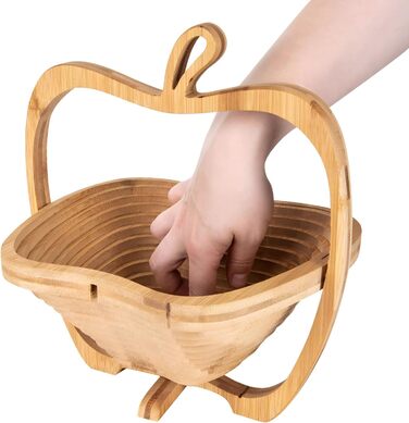 Кошик для фруктів Dimono® з бамбука, складаний, 3 в 1: кошик для фруктів, овочів та підставка під горщик, з дощечкою для нарізання, дизайн 