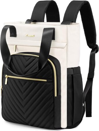 LOVEVOOK Рюкзак для ноутбука жіночий Елегантний 15.6 дюймів 2-в-1 Сумка-рюкзак Водонепроникний для дівчат, підлітків з відділенням для ноутбука, жіночий рюкзак, повсякденна сумка для універу, школи, подорожей, роботи, 15.6', Бежевий, Чорний