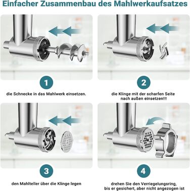 Електрична м'ясоподрібнювач насадка для KitchenAid Mixer, нержавіюча сталь