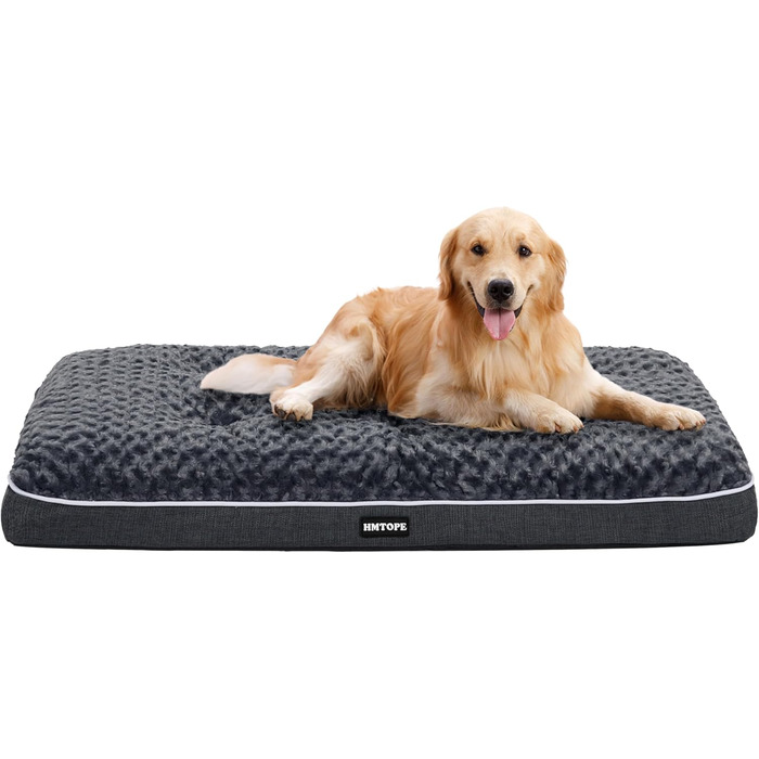 Ортопедичне ліжко для собак HMTOPE, двоярусна лежанка, миється, знімний кошик, 105 см, для середніх собак, темно-сірий, розмір L 105 x 69 x 12 см