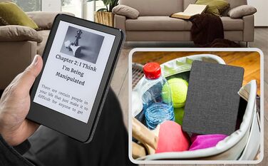 Чохол TOKILO для Kindle 6' E-Reader (11-те покоління 2024/2022), м'яке PU-шкіряне покриття з автоматичним увімкненням/вимиканням, не сумісний з iPad/Kobo/Tolino/Pocketbook/Sony E-Book Reader, темно-синій (сірий).
