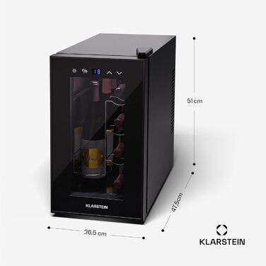 Витримайте вино з комфортом: Витримайте вино Klarstein Reserva Slim Uno - винний холодильник з LED-підсвіткою та UV-захистом