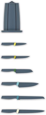 Joseph Joseph Elevate - 6-Piece Knife Block Set with Rotating Stand, Stainless Steel Blades, Opal