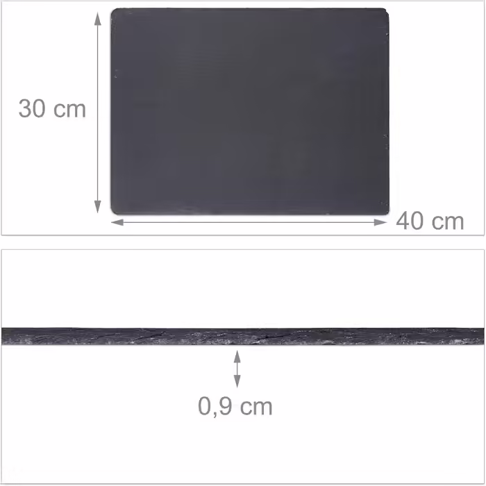 Relaxdays Set of 24 Slate Plates, Large Serving Plates Made of Slate, for Serving & Labeling, 30x40 cm, Anthracite