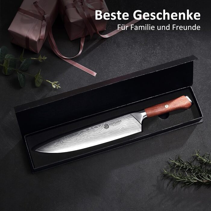 Японський кухонний ніж YOTSUBA 22 см, професійний шеф-ніж з нержавіючої сталі з вуглецевої сталі, ергономічна ручка з паккавуда