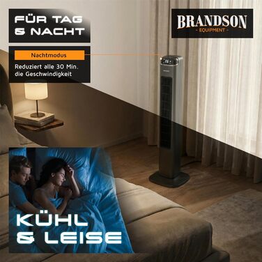 Вентилятор підлоговий Brandson надтихий з пультом: 6 режимів, нічний режим, імітація природного бризу, для спальні та вітальні