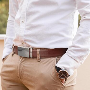 Чоловічий шкіряний ремінь на пряжці-защіпці, 35 мм, 130 см, для талії 28-44