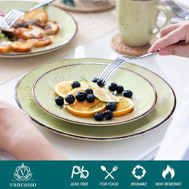 Набір посуду Vancasso Navia 16 TLG: 16-ти частинний сервіз зі штучного каменю, світло-блакитний, вінтажний стиль