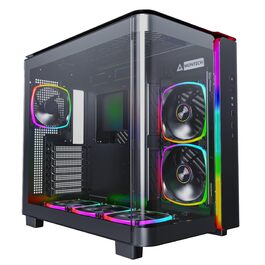 MONTECH King 95 PRO: Ігровий корпус ATX Mid-Tower з подвійним відсіком, високою вентиляцією, скляною панеллю та 6 ARGB вентиляторами