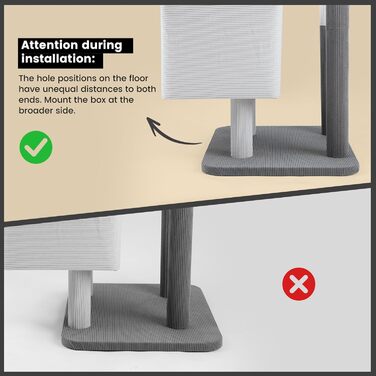 Кліматизатор для котів Гарднер Пет Катценбаум, великий, 165 см. Кліматизатор, ігровий комплекс з подвійними кошиками, стійками для дряпання, платформою та печерею. Компактні меблі для котів у квартиру, бежевий L (59 x 48 x 165 см)