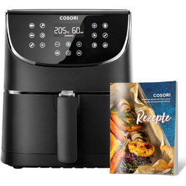 Аерофритюрниця COSORI 3,5 л з мультифункціями, 13 програм, 1500 Вт, цифровий дисплей, рецетпник німецькою, режим розігріву та підтримки тепла, Shake-режим, для 1-3 осіб